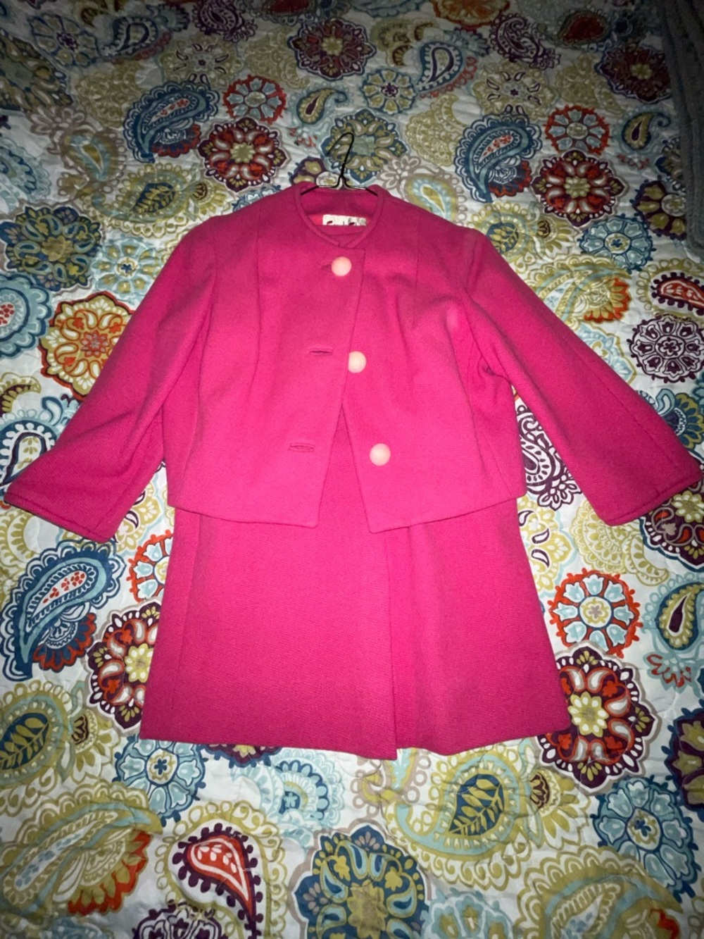 Vintage 60s Hot Pink Skirt Suit Set